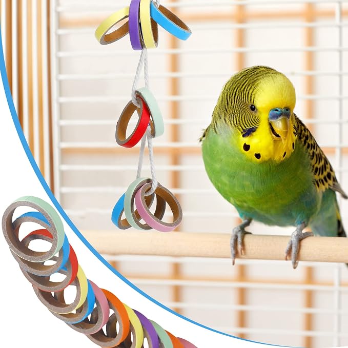 Jenaai 24 Pcs Chew Bagels Bird Toys - Image 6