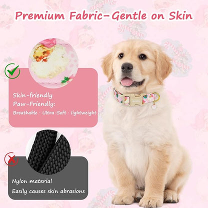 Christmas Dog Collar for Small Dogs, Adjustable Poly-Cotton Fabric Collar - Image 4
