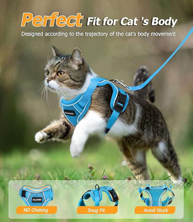 Halypet Cat Harness and Leash Set Escape Proof Adjustable Cat Leash Comfortable - Image 6