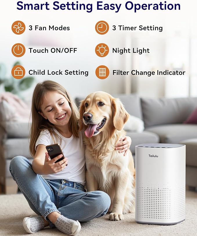 Air Purifiers for Home Large Room up to 1500ft², Tailulu H13 True HEPA Air - Image 3