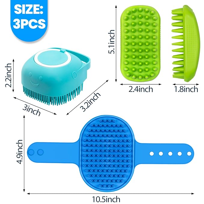3PCS Dog Bath Brush, Scrubber for Bath, Dog Bath Supplies, Suitable for - Image 7