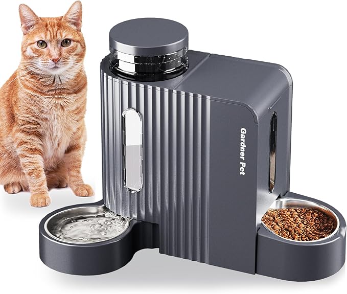 Gardner Pet Automatic Gravity Cat Food Feeder and Water Dispenser Stainless by GardnerPet