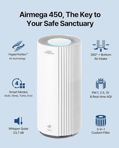 COWAY Air Purifier for Large Room Whole Home Up to 3, 285 ft², HEPA Filter for - Image 2