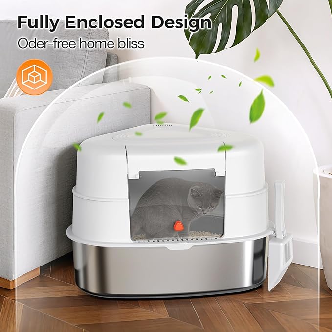 XL Stainless Steel Corner Cat Litter Box - Image 4