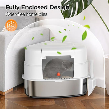 XL Stainless Steel Corner Cat Litter Box - Image 4