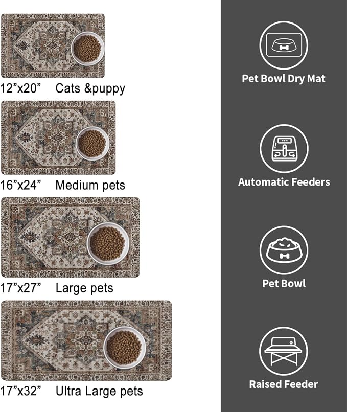 Dog Food Mats for Floors, Absorbent and Quick-Drying Pet Cat Food Mat, - Image 6