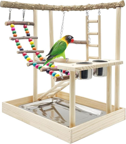 Hamiledyi Bird Playground Parrots Wood Perch Stand Cockatiel Playground Bird by Hamiledyi