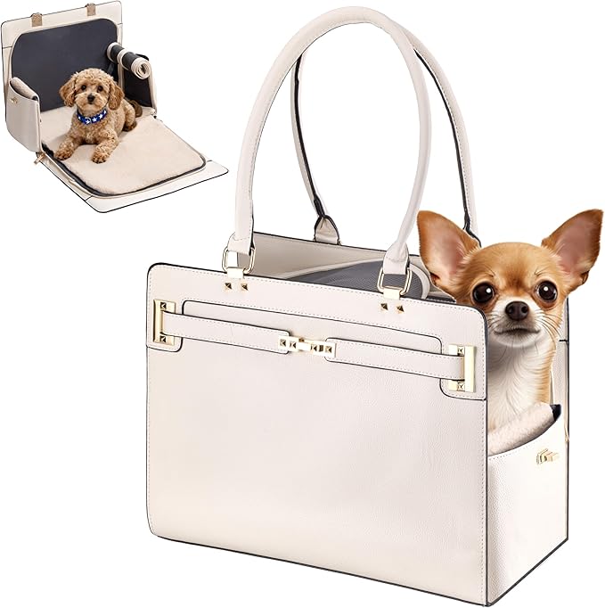 Dog Purse Carrier for Small Dogs, Stylish Foldable Pet Carrier Purse Tote Bag by GLOBLYTE