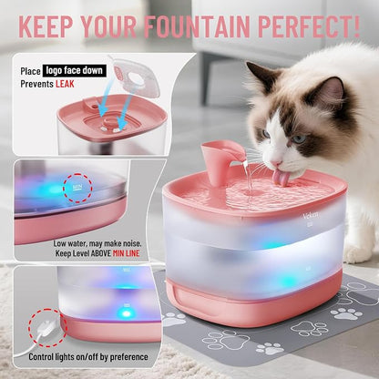 Veken Cat Water Fountain with Detachable Tank, 84oz/2.5L Automatic Pet Drinking - Image 7