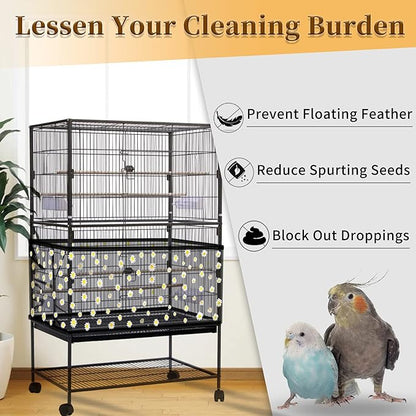 Daoeny Large Bird Cage Cover, Bird Cage Seed Catcher, Adjustable Soft Nylon - Image 2