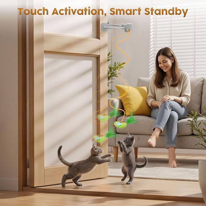 Interactive Cat Toys for Indoor Cats: Automatic Flying Bird Feather Wand Chase - Image 4