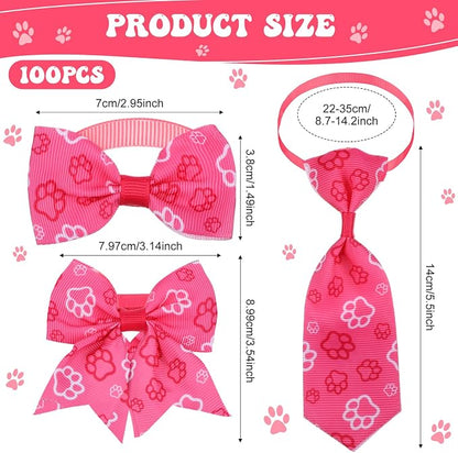 Reginary 100 Pieces Dog Bow Tie Collar Set Include 40 Dog Neckties, and 30 - Image 2