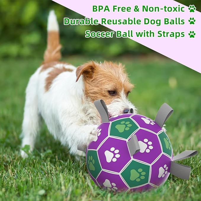Dog Toys Soccer Ball with Nylon Strap, Puppy Birthday Gifts, Dog Outdoor Toys - Image 6