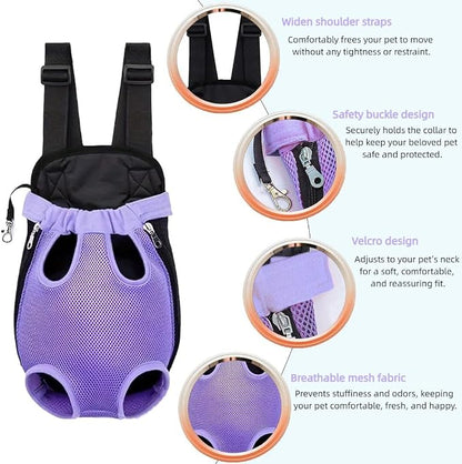 Pet Dog Carrier Backpack, Portable Breathable Mesh Chest Carrier, Polyester - Image 4