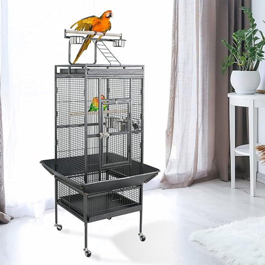 ZENY 61-inch Playtop Parrot Bird Cages, Wrought Iron Large Birdcage - Image 2