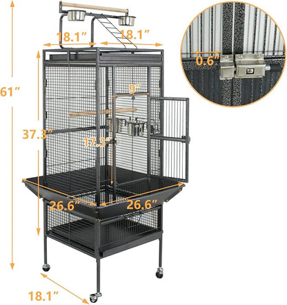 ZENY 61-inch Playtop Parrot Bird Cages, Wrought Iron Large Birdcage - Image 5