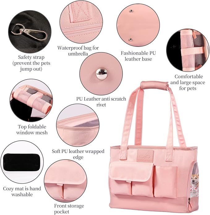 Dog Carrier, Cat Carrier, Pet Carrier, Foldable Waterproof Premium PU Leather - Image 3