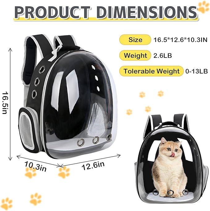 Cat Backpack Carrier Bubble Bag, Transparent Space Capsule Pet Carrier Dog - Image 2