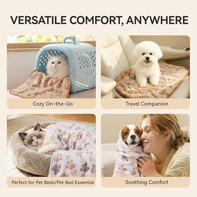 LINENLUX 1 Pack 3 Blankets Super Soft Fluffy Premium Fleece Dog Blankets - Image 3