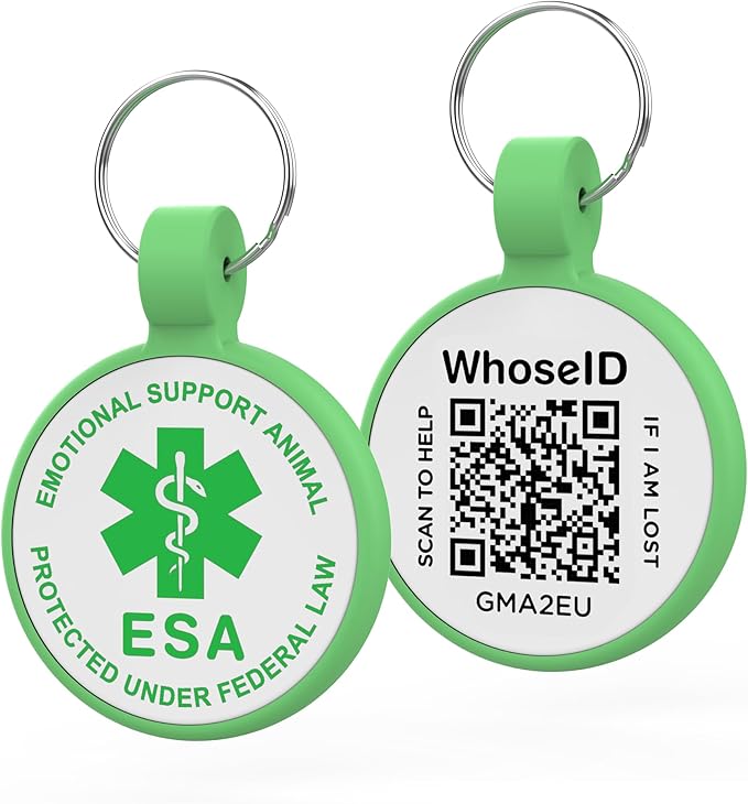 ESA Dog Tag, QR Code Dog Tag, Modifiable Free Pet Online Profile, Scannable QR by WhoseID