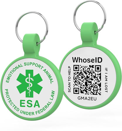 ESA Dog Tag, QR Code Dog Tag, Modifiable Free Pet Online Profile, Scannable QR by WhoseID