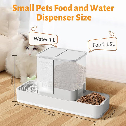 Yummy Sam Automatic Small Pet Feeder and Water Dispenser, 2 in 1 Gravity Cat - Image 2