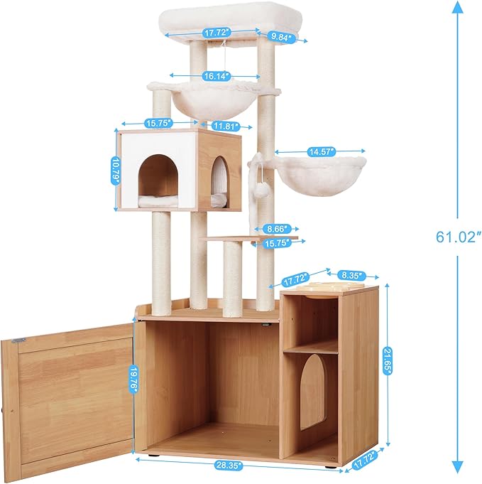 Hey-brother Cat Tree with Litter Box Enclosure, Modern Cat Tower - Image 3
