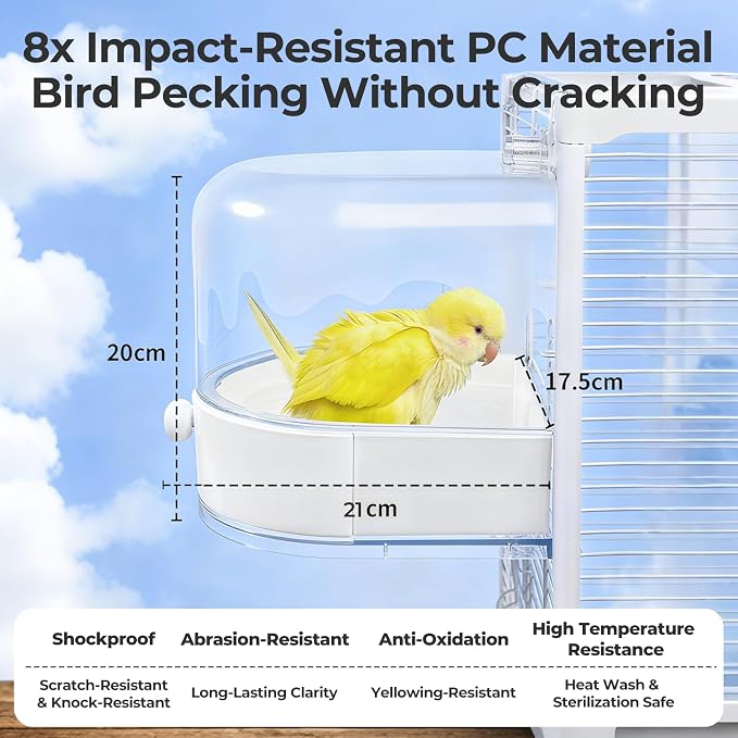 mini&moe Bird Bath for Cage, 4 in 1 Multifunction Birds House/Bath/Litter - Image 3
