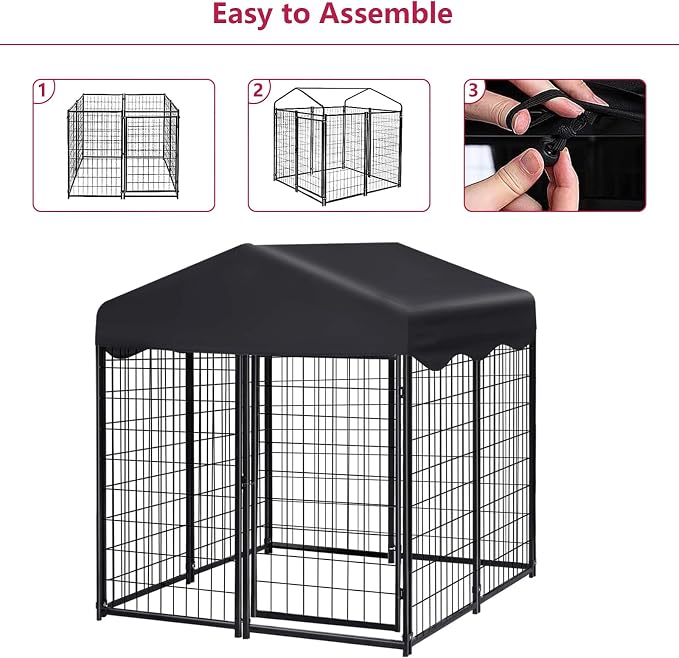 Dog Kennel Outdoor, 4.5' x 4' x 4' Outside Dog Kennel - Image 7