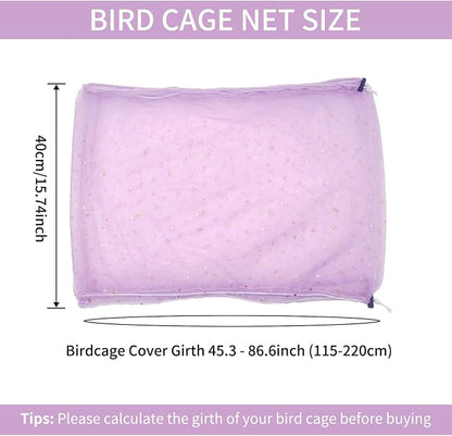 Bird Cage Cover, 45-90'' Adjustable, Universal Nylon Mesh Net, Bird Cage Skirt - Image 2