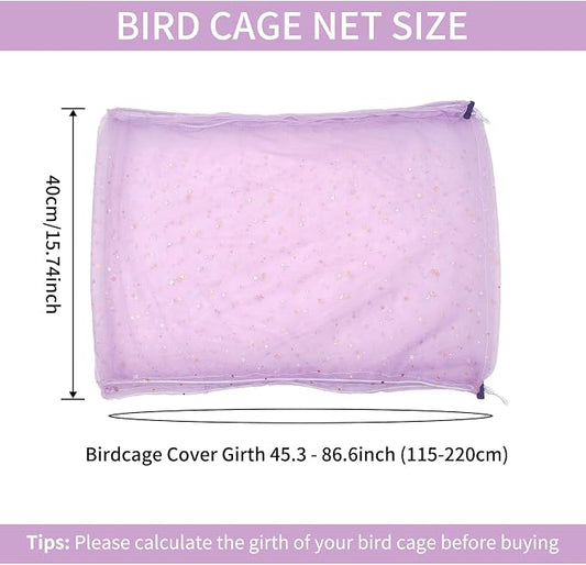 Bird Cage Cover, 45-90'' Adjustable, Universal Nylon Mesh Net, Bird Cage Skirt - Image 2