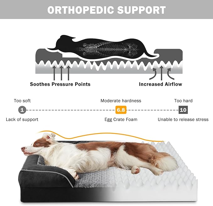 INVENHO Orthopedic Dog Beds Large Sized, XL Egg-Crate Foam Dog Couch - Image 2