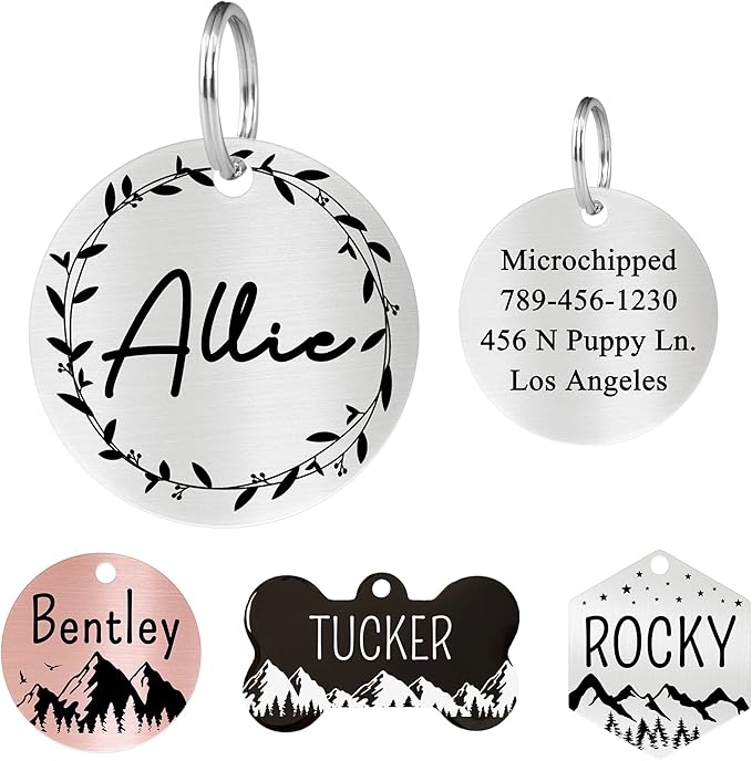 Ultra Joys Stainless Steel Pet ID Tag Dog Name Tags Personalized Front and Back by UltraJoys