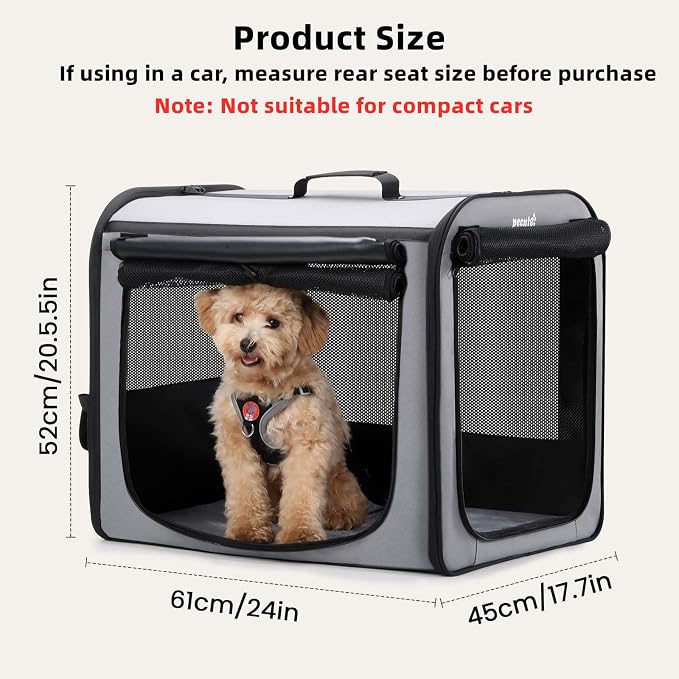 Dog Car Carrier Light Weight 24×17.7×20.5in, Dog Carrier Easy to Assemble - Image 2