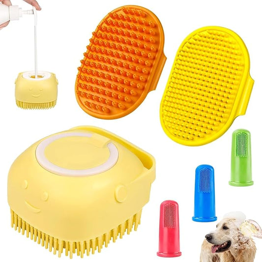 Comotech 6PCS Dog Bath Brush & Dog Toothbrush | Adjustable Handle Shampoo Brush by Comotech