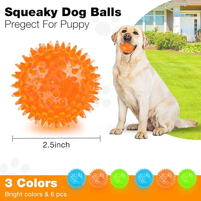 Puppy Toy 2.5” Squeaky Dog Balls Toys and Spikey Dog Ball - Image 2