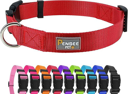 Red Dog Collar Basic Adjustable Dog Collars by Penseepet