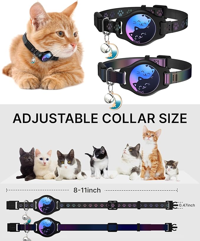Cat Collar with Airtag Holder, 2 Pack Waterproof Breakaway Kitten Collar - Image 6
