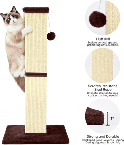 Cat Scratching Post 32 Inch for Indoor Large Cats and Kitten, Nature Sisal Tall - Image 4
