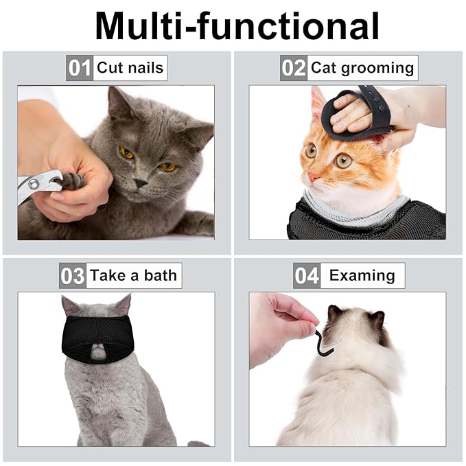 10 Pcs Cat Bathing Bag Set Pet Mesh Shower Bag Anti Bite and Scratch Pet - Image 4