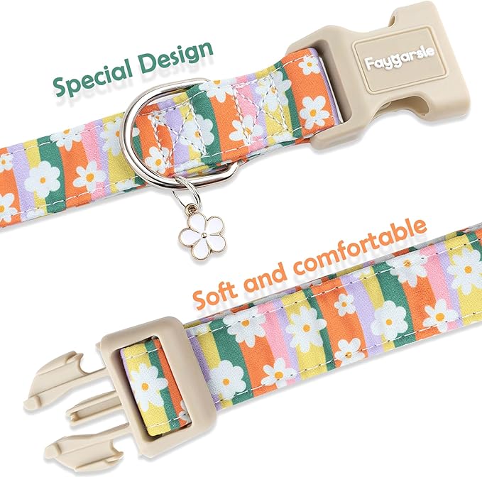 Faygarsle Colorful Floral Dog Collar, Cotton Fabric - Image 4