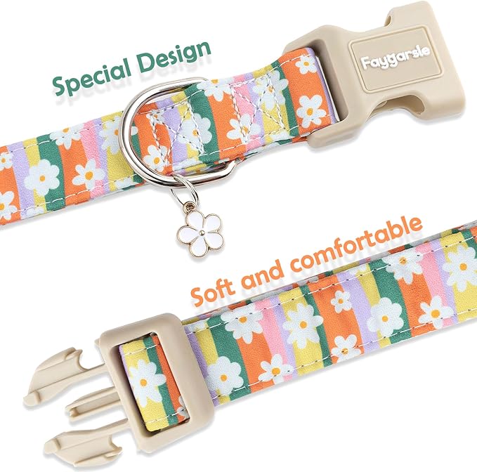 Faygarsle Colorful Floral Dog Collar, Cotton Fabric - Image 4