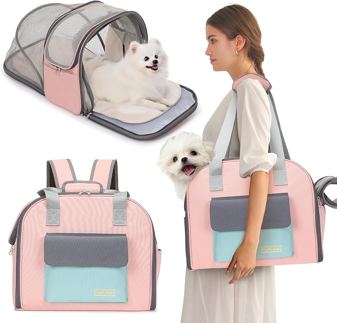 Expandable Cat & Small Dog Carrier Backpack, Soft-Sided Airline-Approved Pet by JourCraf