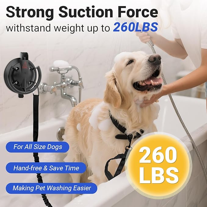 Dog Bathing Suction Cup with Tether, High Elasticity Nylon Dog Bathing Tether - Image 2