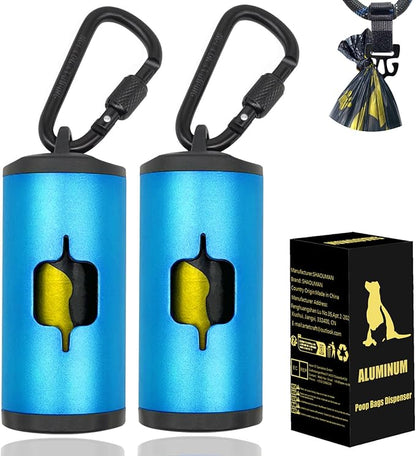 Metal Dog Poop Bag Holder 2-Pack w/Leash Clip|Durable Scratch-Resistant by SHAOUMAN