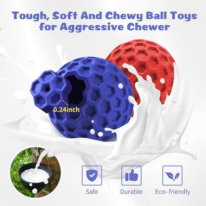 HIPPIH Indestructible Squeaky Dog Toys, Interactive Dog Balls 2 Pack, Chew Toys - Image 3