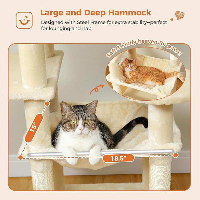 Cat Tree for Indoor Cats, 64.5" Tall Cat Tower - Image 4