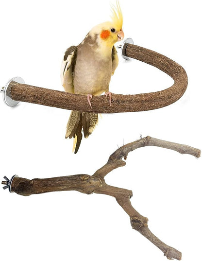 Allazone Bird Natural Wood Stand Perch Swing U Shape Natural Parrot Perch Bird by Allazone