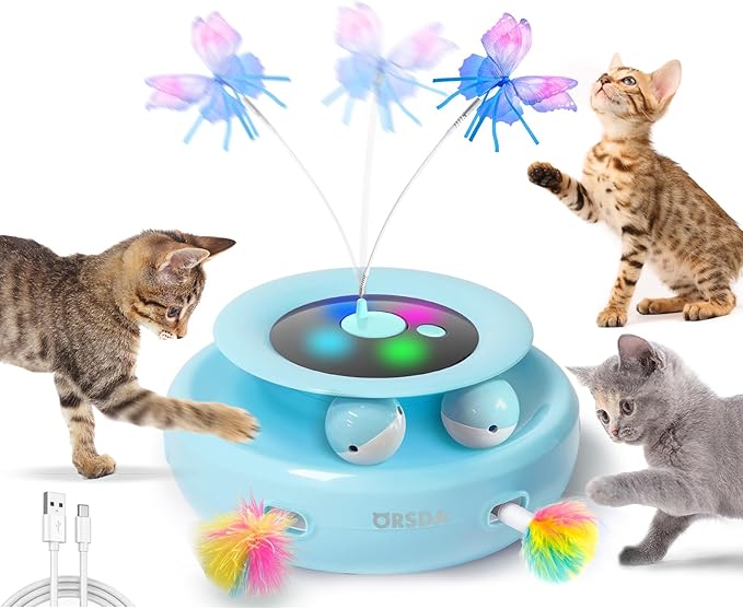 ORSDA Cat Toy, 3-in-1 Automatic Interactive Electronic Moving Ambush Feather by ORSDA