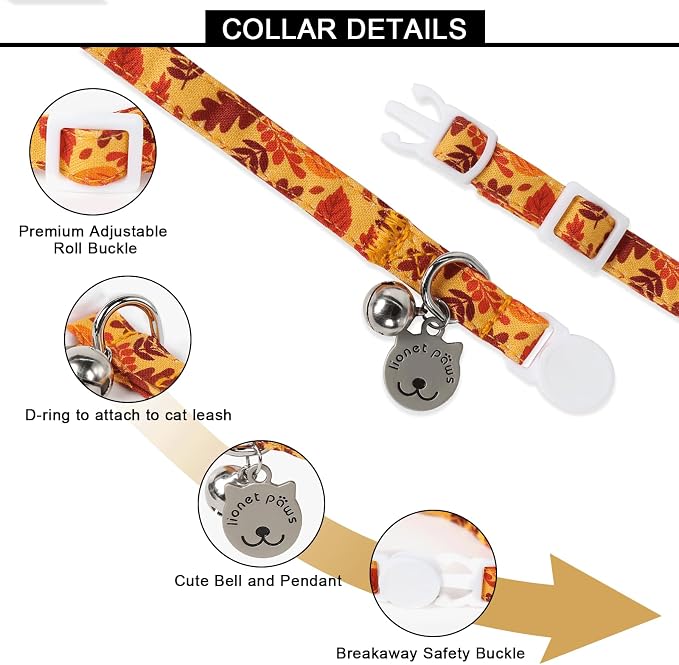 Lionet Paws 2pcs Pack Cotton Cat Collar, Breakaway Buckle - Image 2